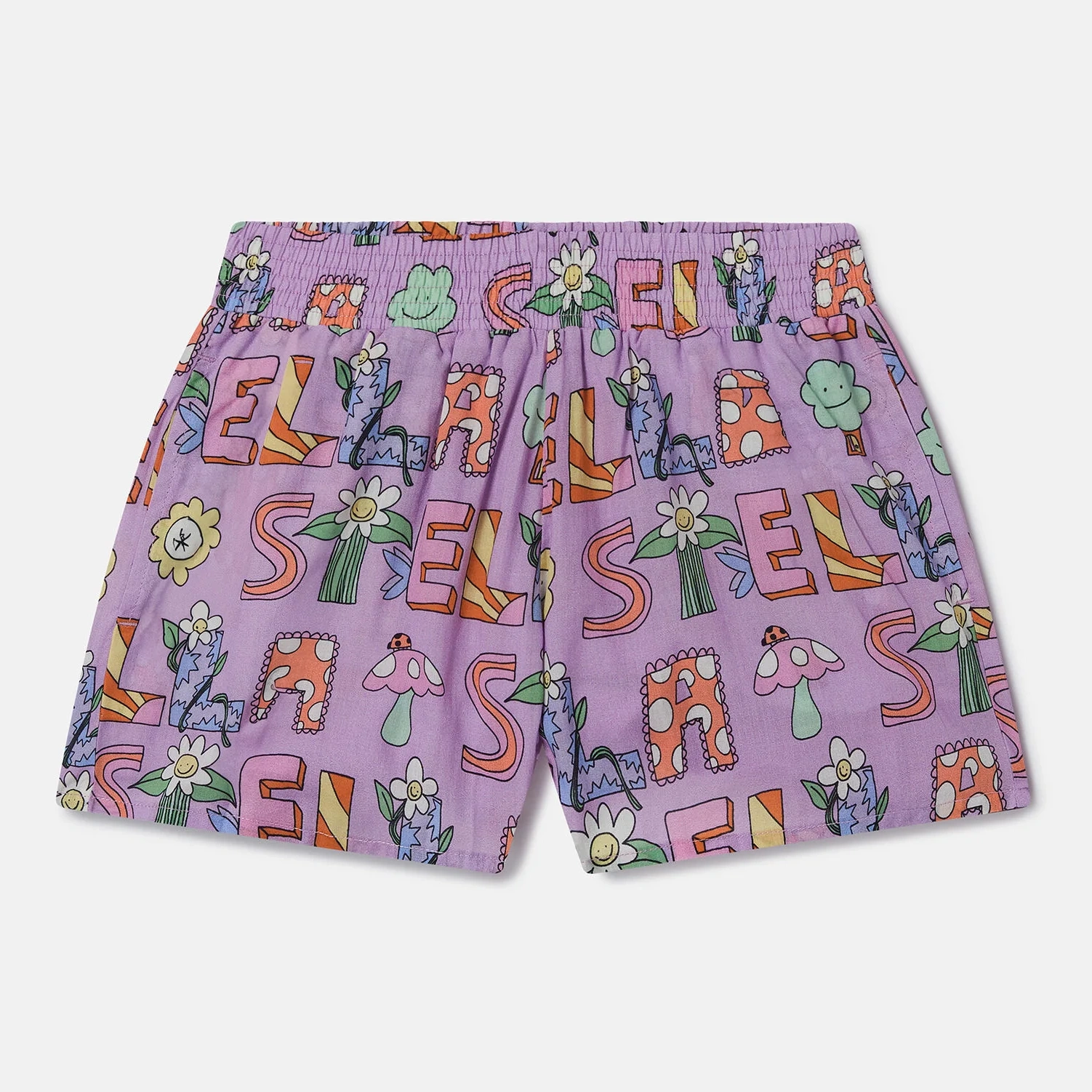 Kids Purple Stella Woodland Lettering Elasticated Shorts
