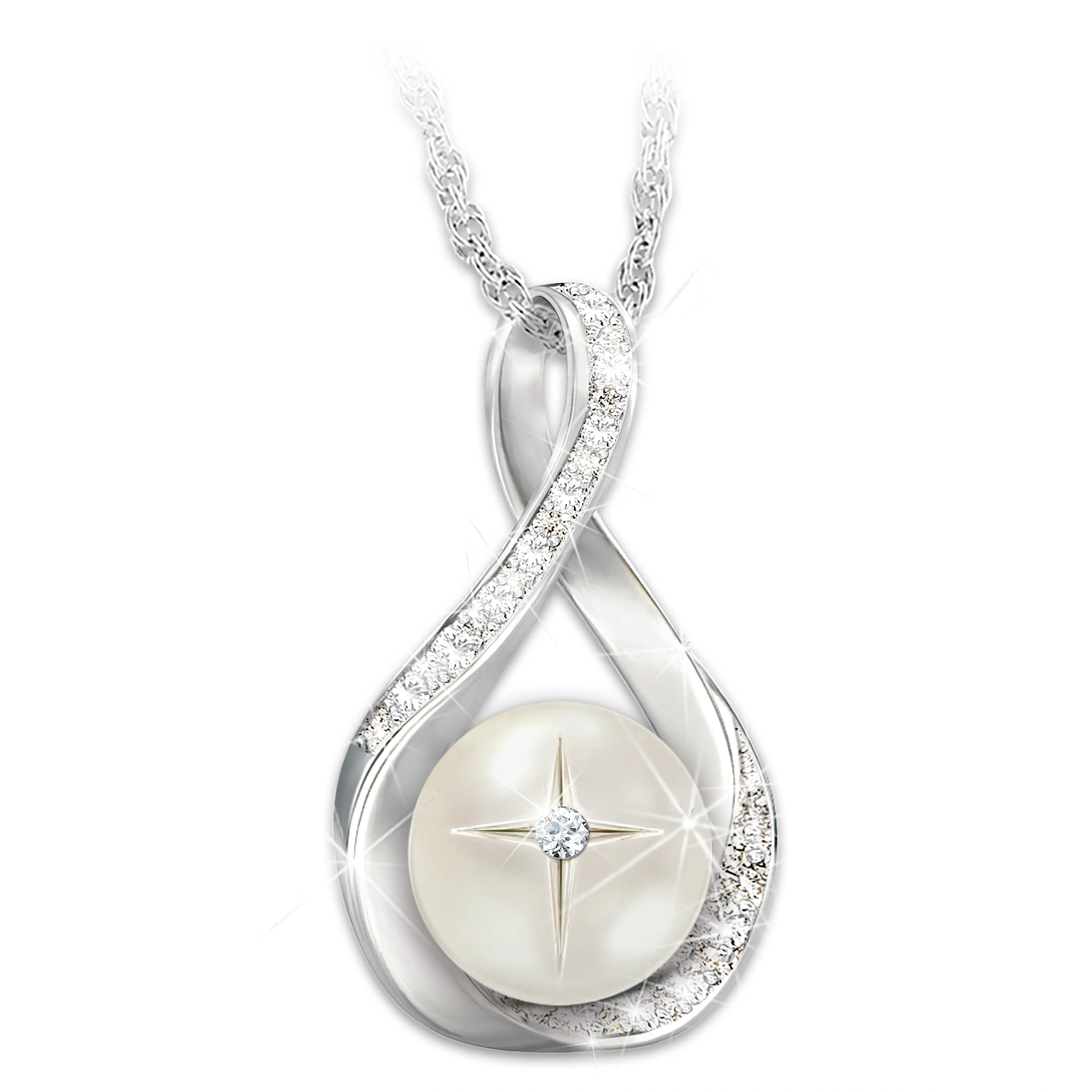 Gods Pearl Of Wisdom Diamond Pendant Necklace