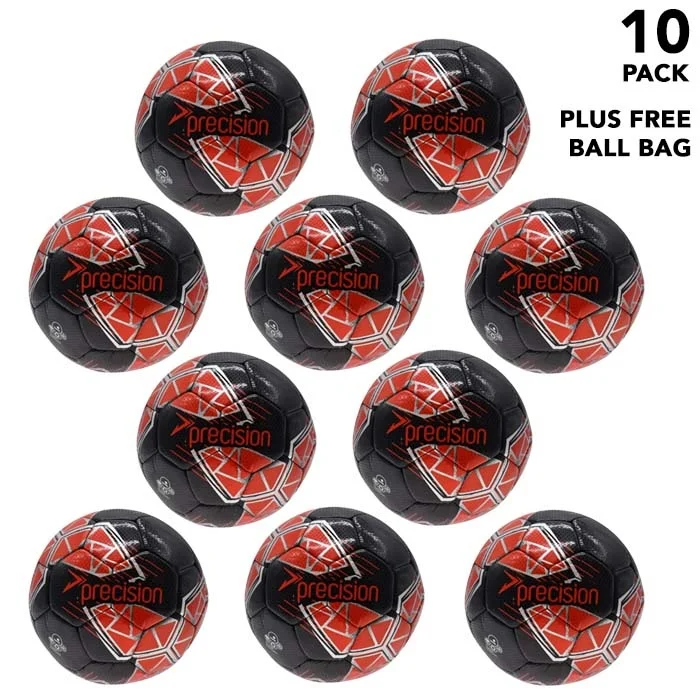 Pack Of 10 Precision Fusion Midi Size 2 Training Footballs And Ball Bag