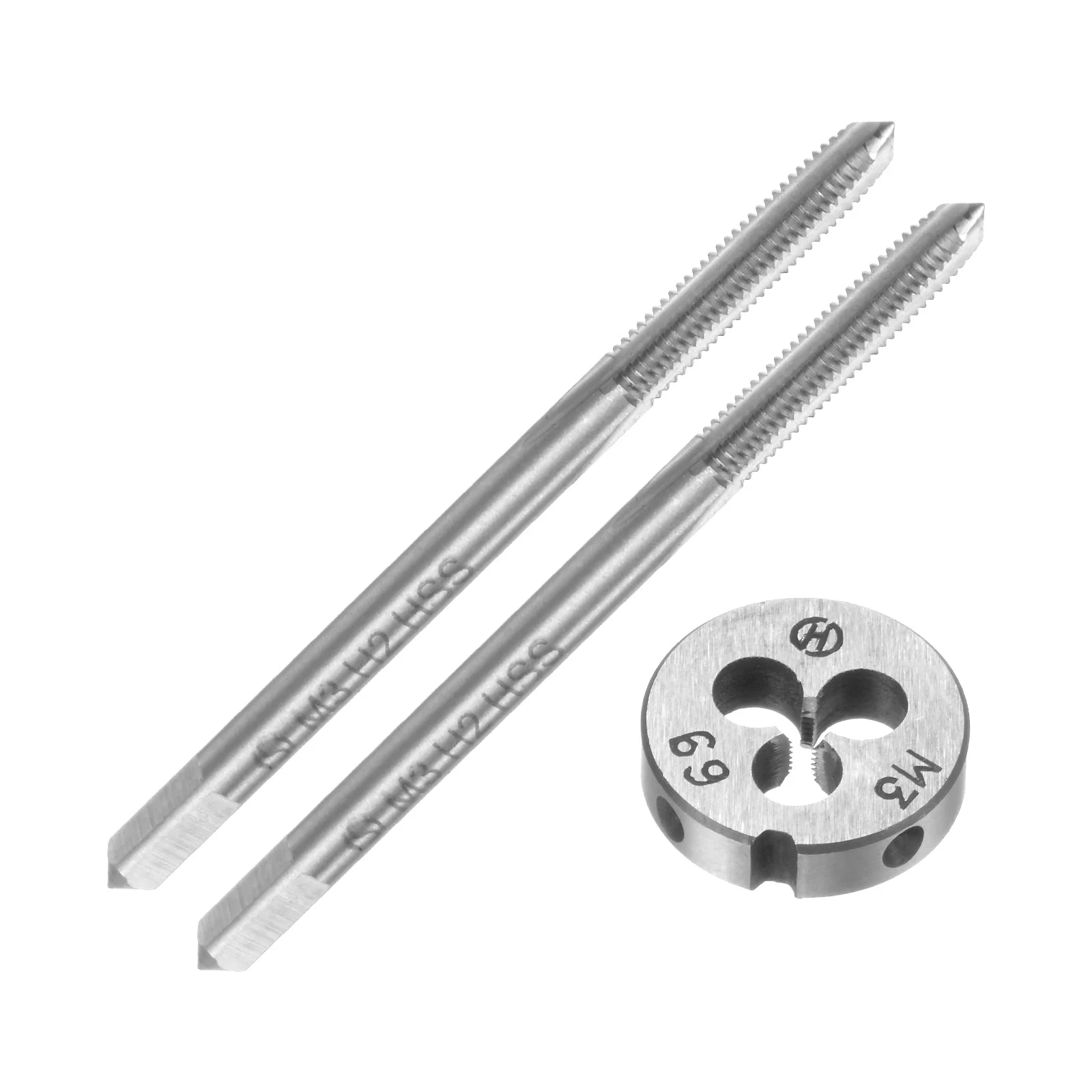 Uxcell 3pcs Metric Tap And Die Set M3 X 0.5 Thread Tap & Round Die Threading Tools
