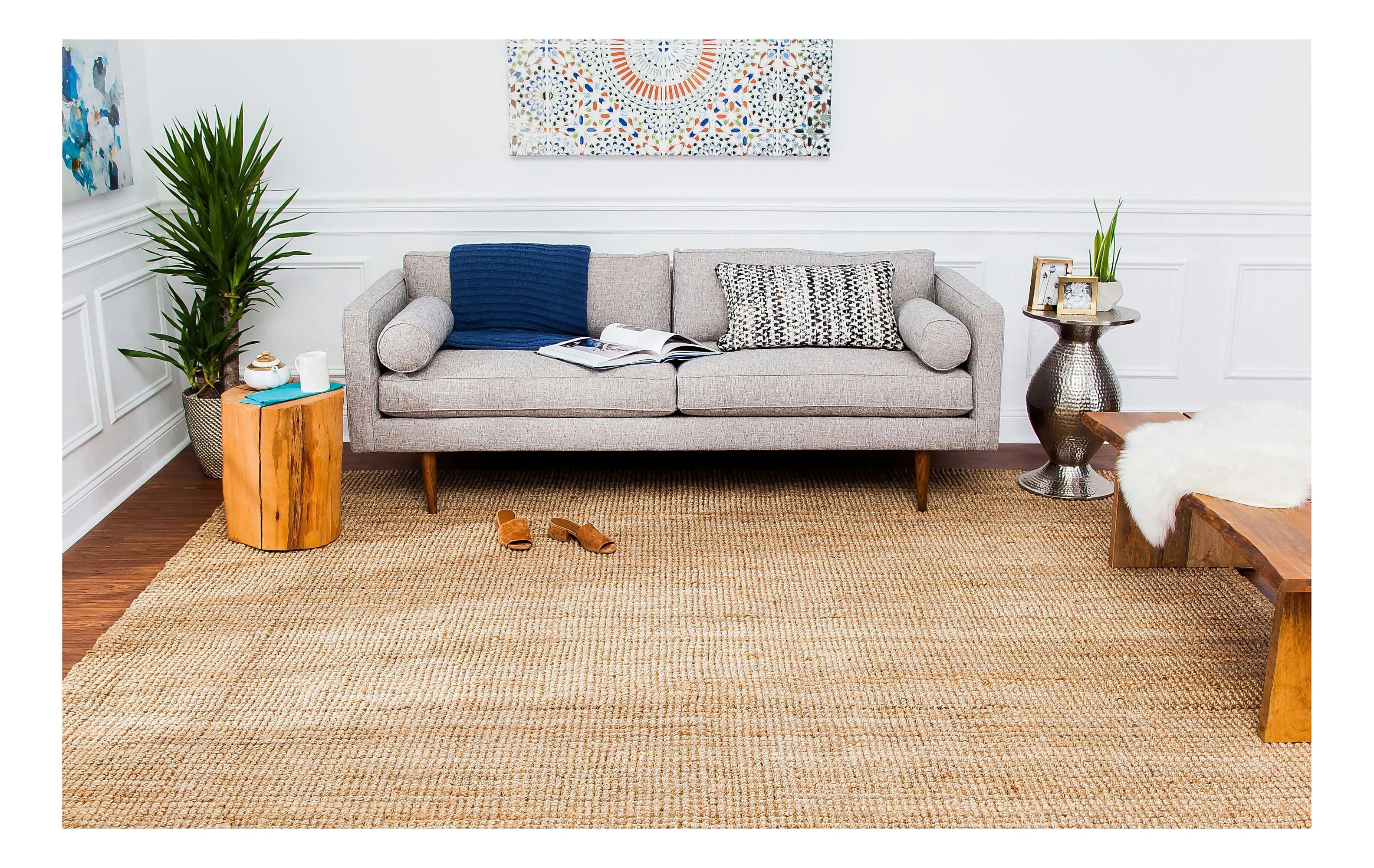 Anji Mountain Andes Jute Rug, 9' X 12', Tan