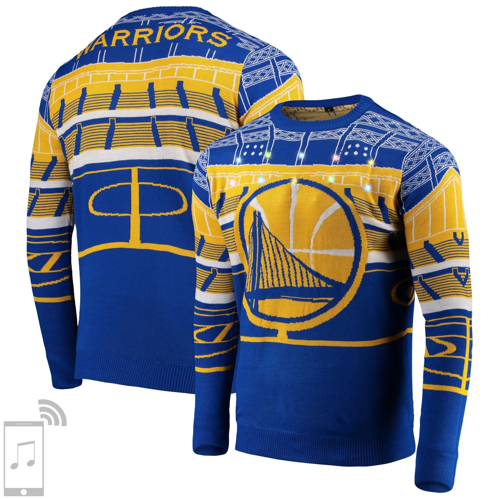 Foco Men's Nba Gs Warriors Bluetooth Light Up Ugly Sweater - M