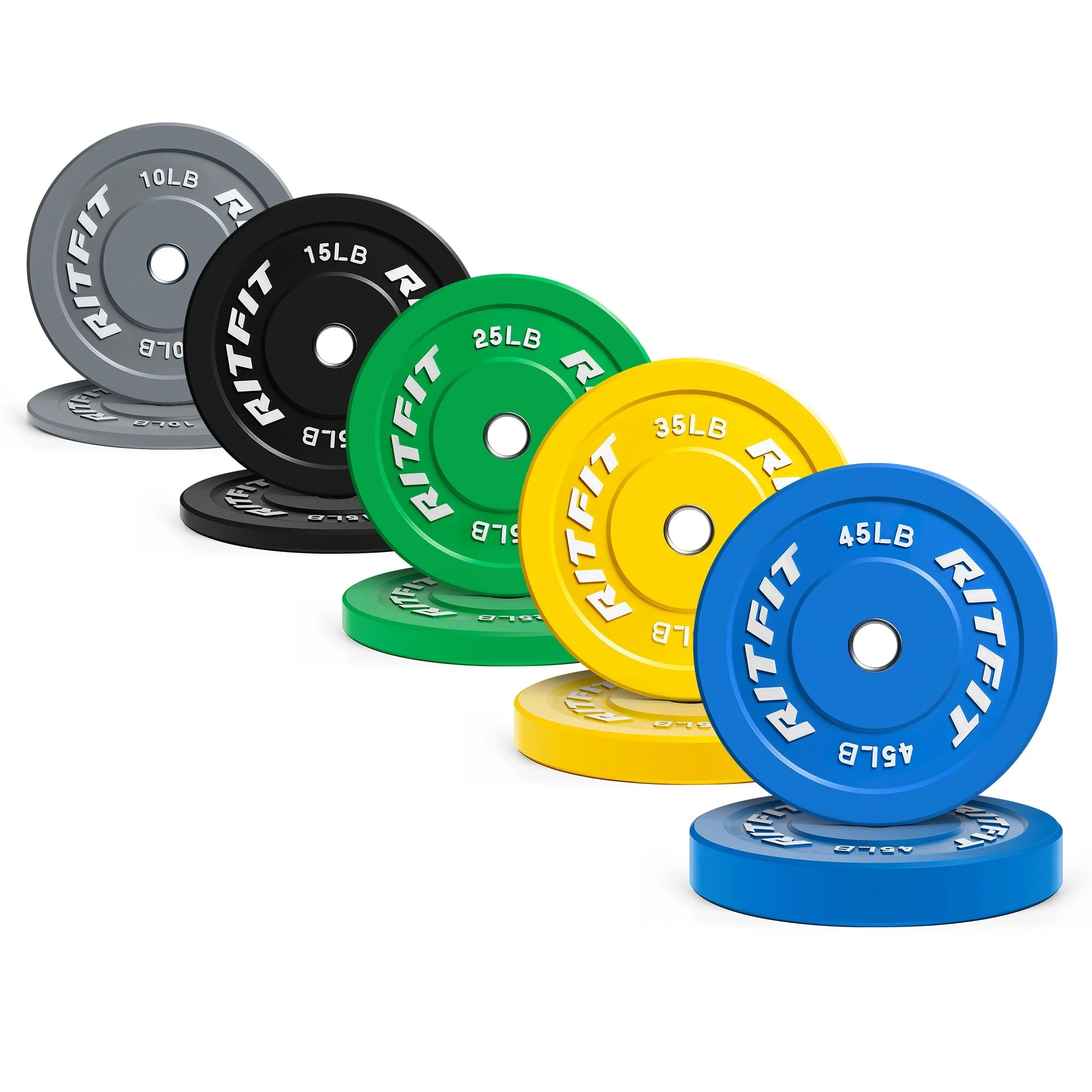 Ritfit Color Bumper Plates Olympic 2-inch Rubber - 260lb Set