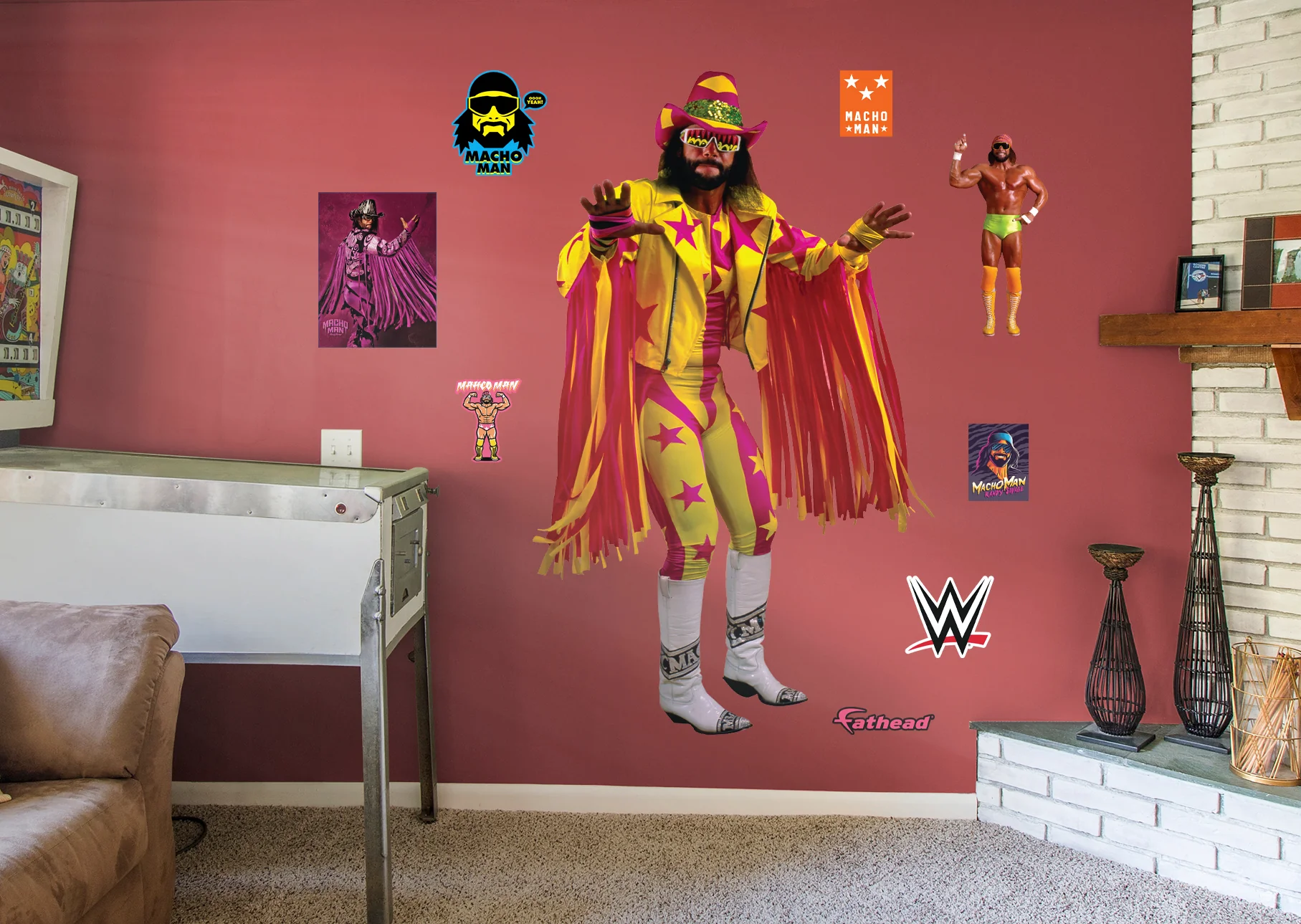 Macho Man Randy Savage - Realbig Collection - Official Wwe - Reusable Vinyl Wall Decals #2 - Medium +2 Decals (31"w X 49"h)