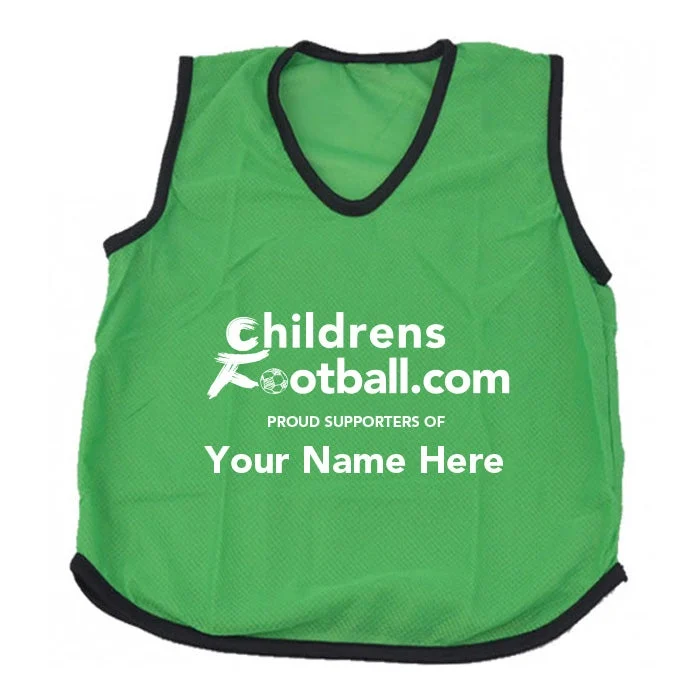 Packs Of 10 Or 15 Personalised Football Training Bibs - Infants/green/15 Bibs With Text