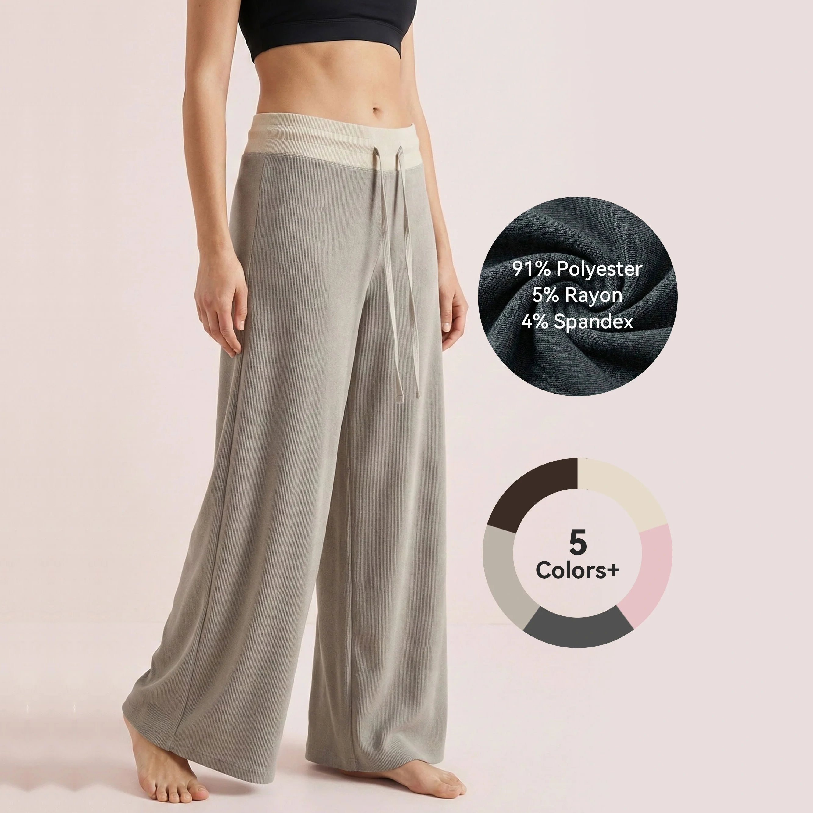 Showitty Women’s Knit Wide Leg Lounge Pants – Soft, Breathable, High-waisted Travel & Everyday Comfort