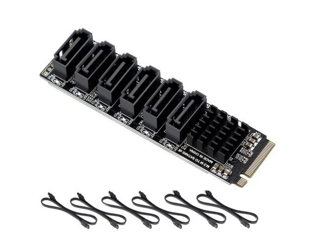 M2 Nvme Pci-e Pcie 3.0 To 6 Port 3.0 Sata Adapter Card Asm1166 6gbps M-key Chassis Pc Computer Expansion Card Converter