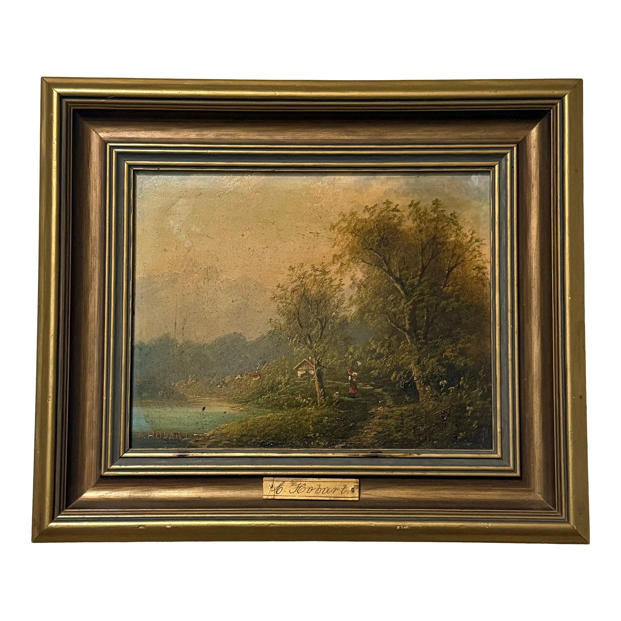 Antique European Landscape Oil Painting By A. Hobart Signed