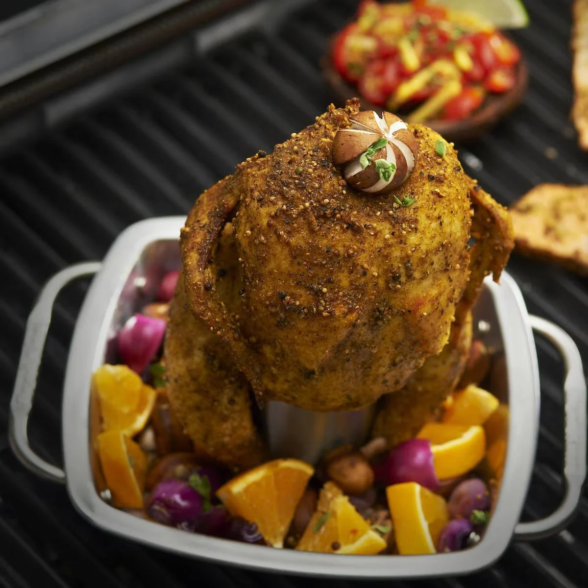 9 X 11-inch Stainless Steel Chicken Roaster With Pan