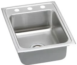 Elkay Pacemaker Collection Psr17220 17 Inch Top Mount Single Bowl Stainless Steel Sink With 20-gauge, 7-1/8 Inch Bowl Depth, 22 Inch Length, Coved Corners And U-channel Type Mounting System: No Holes