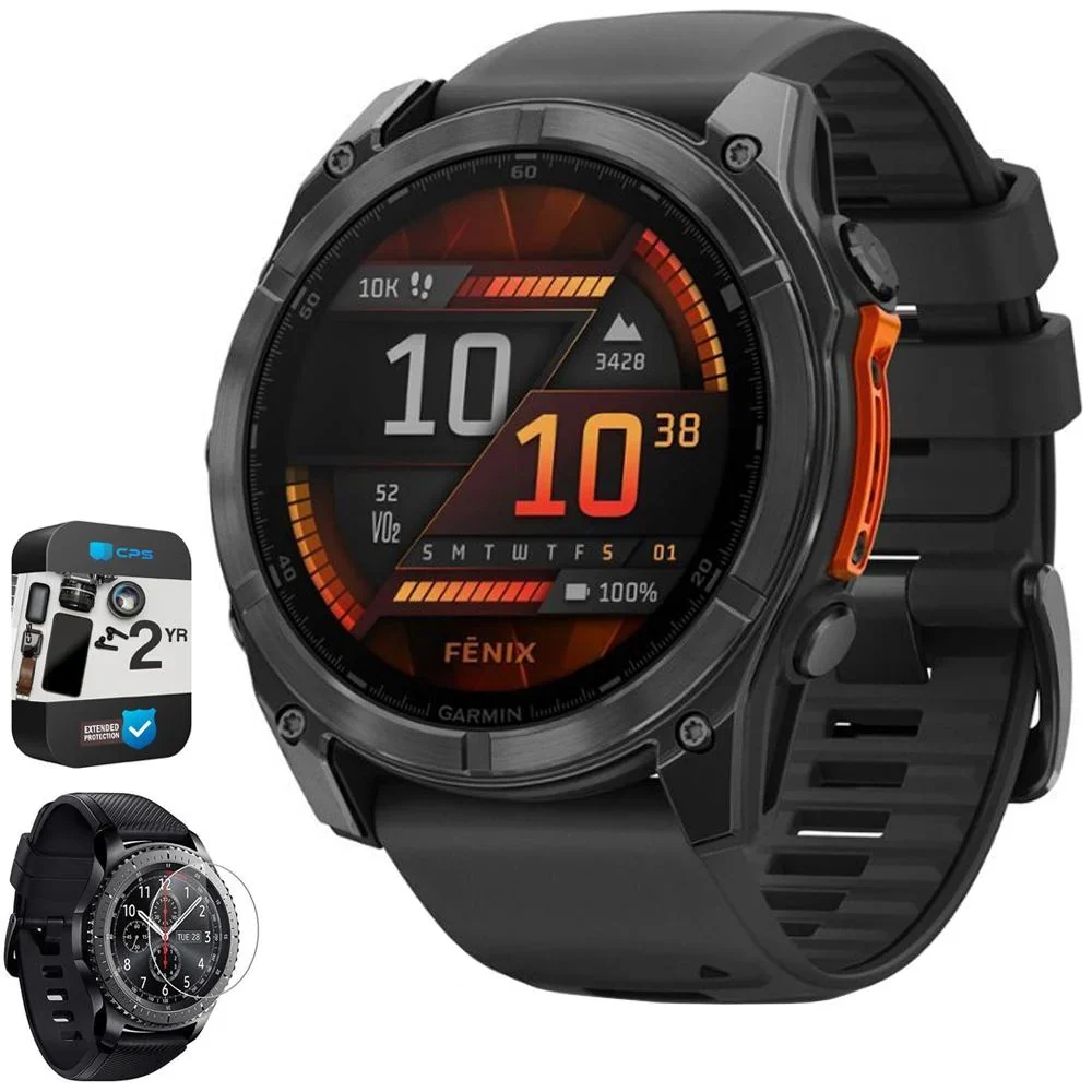 Garmin Fenix 8 51 Mm, Amoled Slate Gray With Black Silicone Band + Warranty Bundle