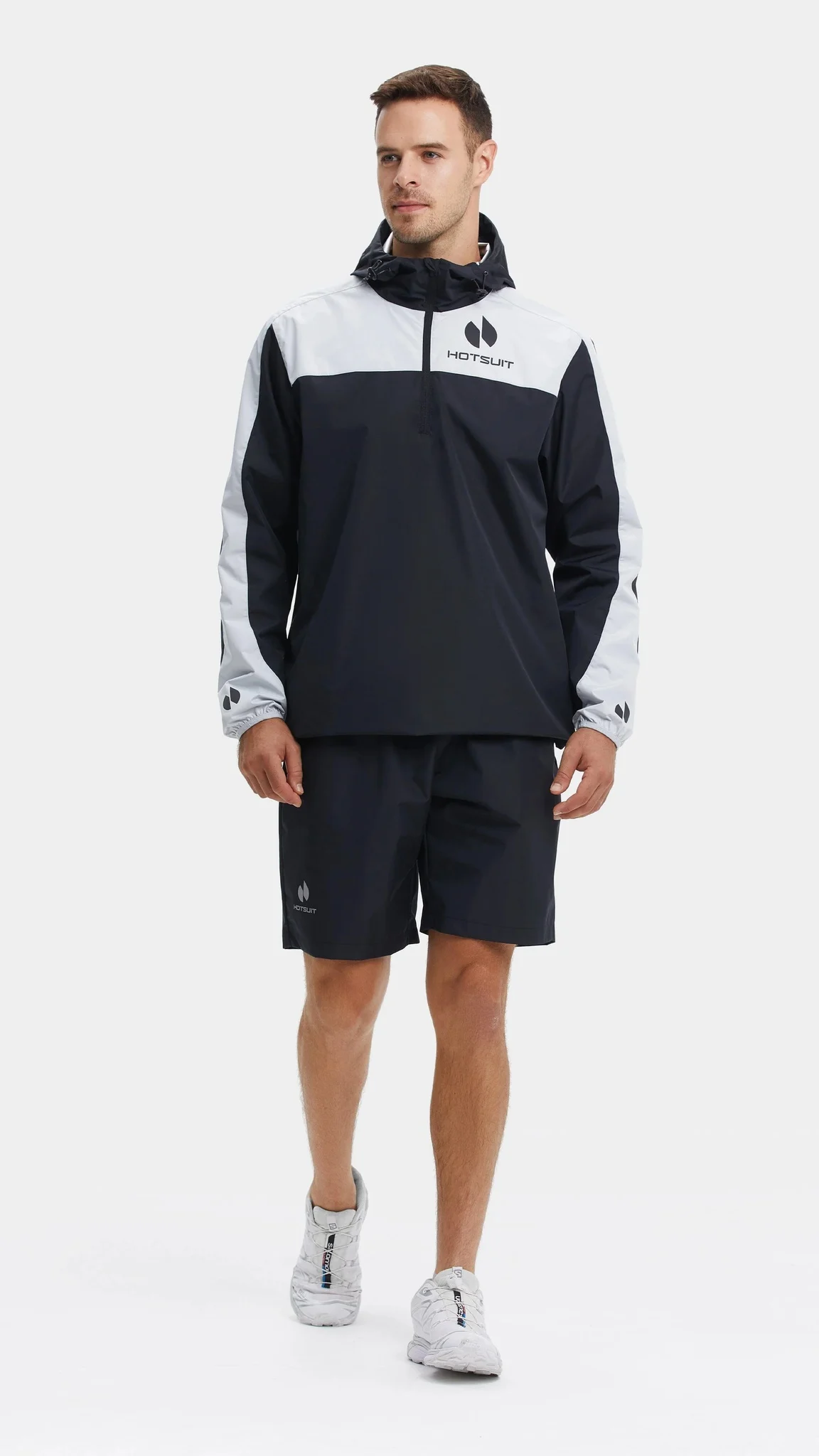 Hotsuit Men Upgrade Short Half Zip Sauna Suit - Black