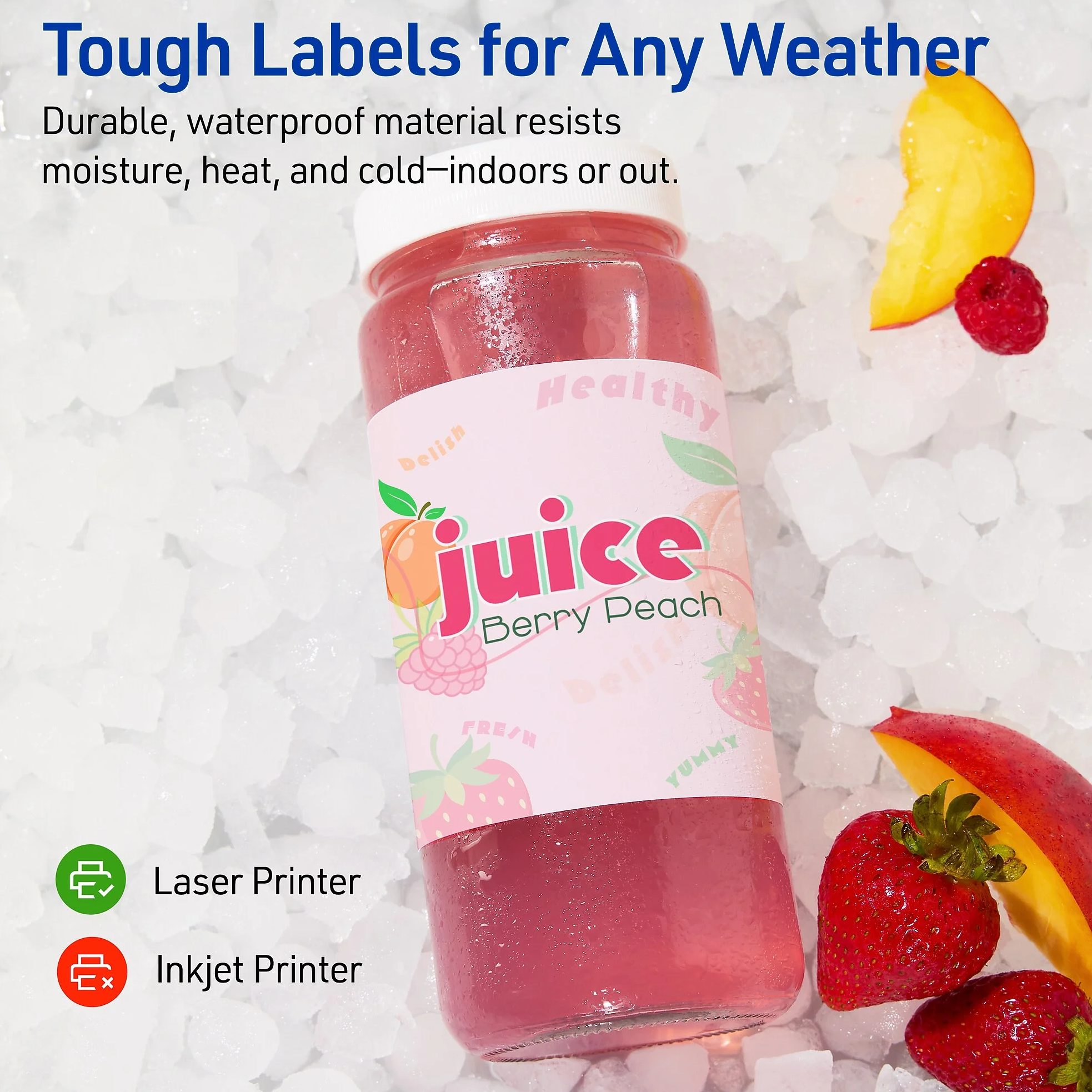 Avery Waterproof Rectangle Laser Multipurpose Labels, 2.5" X 7", White, 75/pack