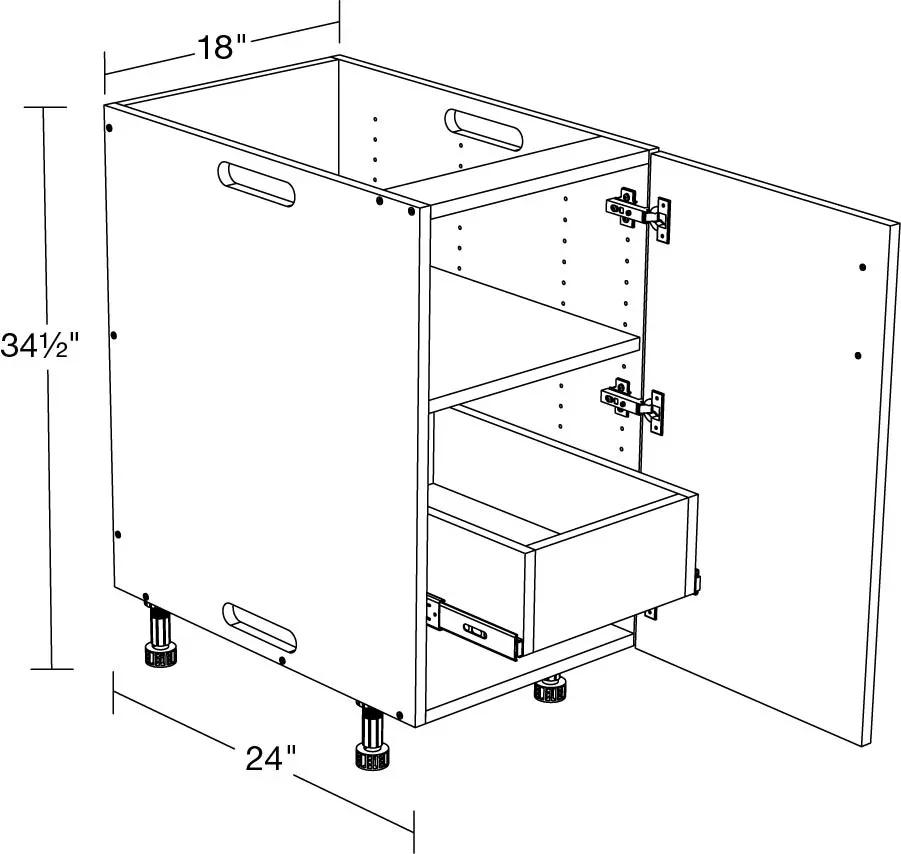 B18fhrib-1t-seg Weatherstrong Full-height Single Door Base Cabinet
