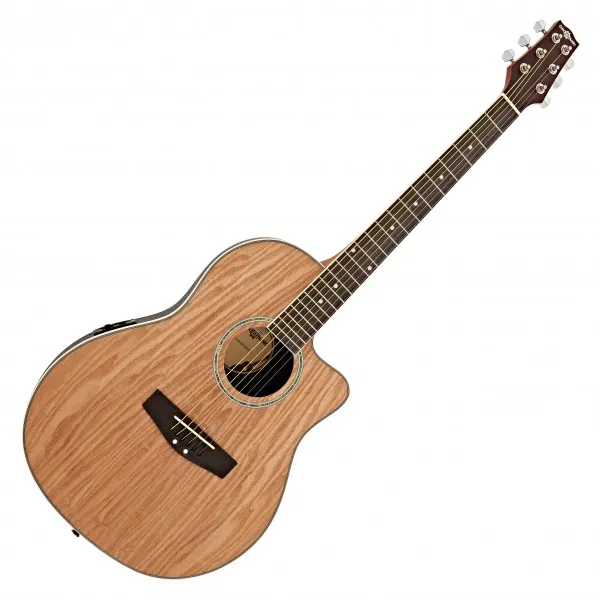 Deluxe Roundback Electro Acoustic Guitar By Gear4music, Natural