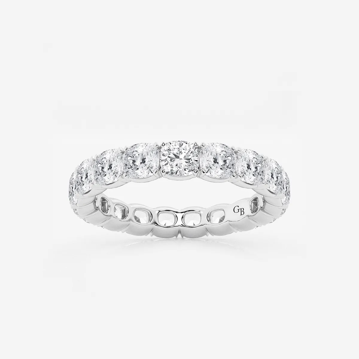4 Ctw Cushion Lab Grown Diamond Eternity Band - 3.5mm Width 14k White Gold, F, Vs2