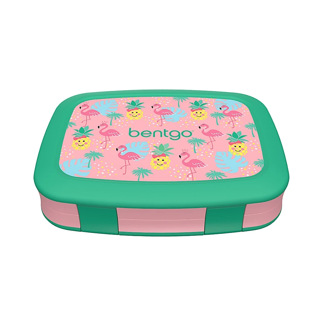 Bentgo Kids Prints 5-compartment Lunch Box, 2"h X 6-1/2"w X 8-1/2"d, Tropical