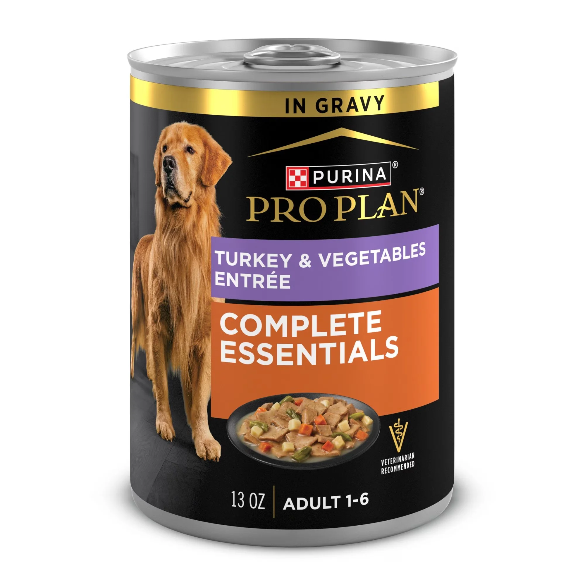 Purina Pro Plan Savor Adult Turkey & Vegetables Entree Slices In Gravy Canned Dog Food, 13-oz, Case Of 12