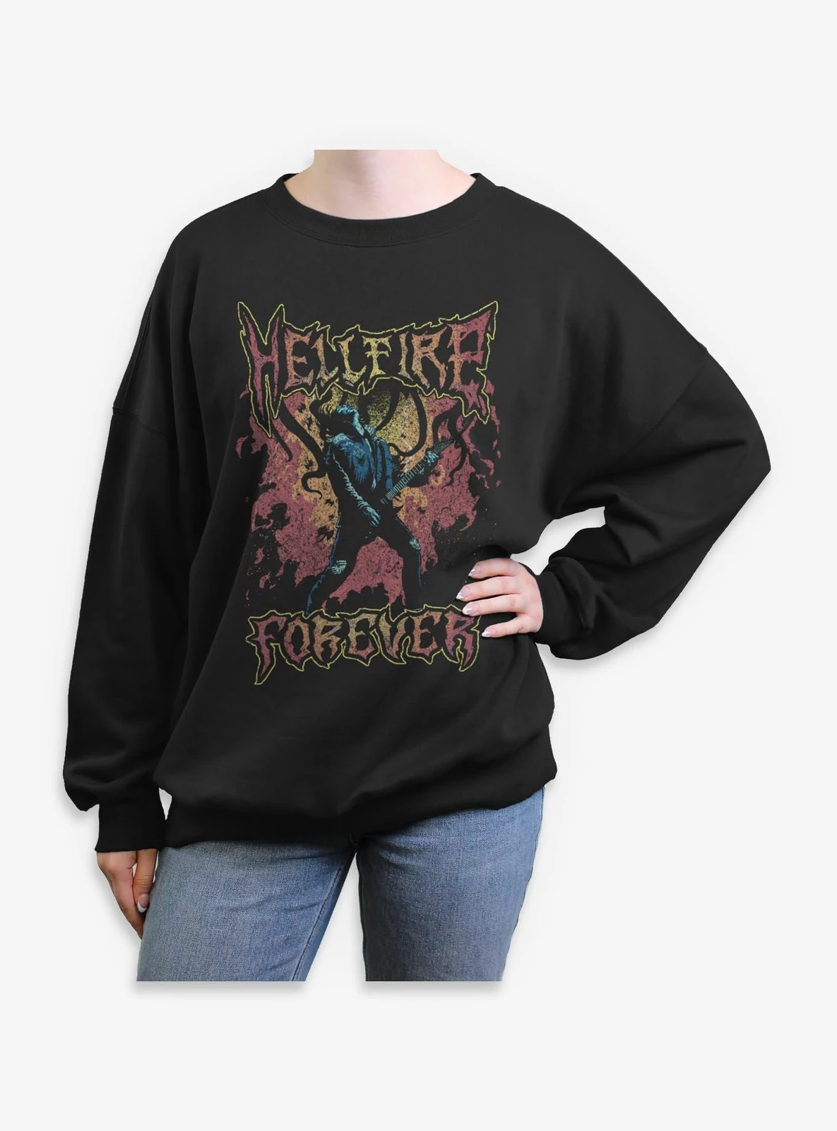 Stranger Things Eddie Munson Hellfire Club Forever Womens Oversized Sweatshirt Boxlunch Exclusive