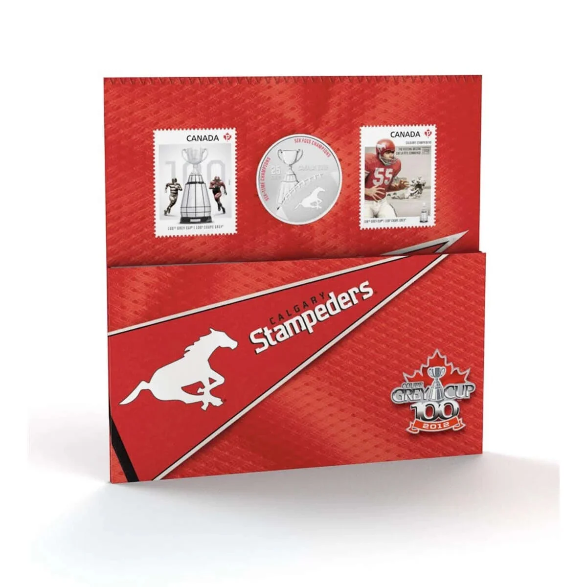 2012 25c Calgary Stampeders - Coloured Coin With Stamps