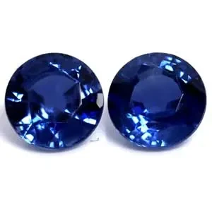 Untreated 1.30 Cttw. Intense Blue Sapphire Round Matched Pair, Aaaaa Quality