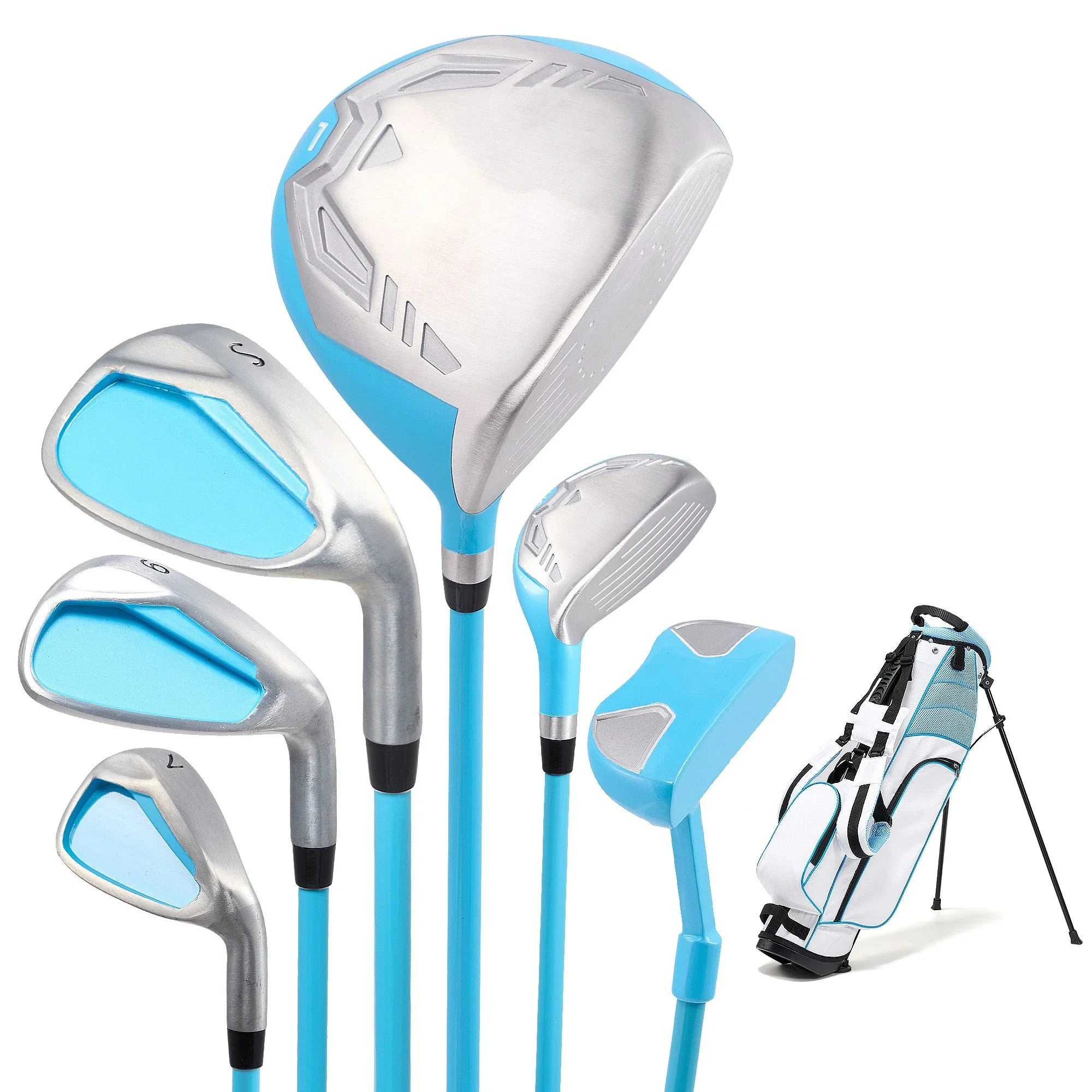 6-piece Golf Club Set Junior Complete Set For Right Handed With Stand Bag & 1 Head Cover