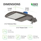 Shoebox Led 200w, Parking Lot, Type Iii, Dusk To Dawn Photocell, 26000 Lumens