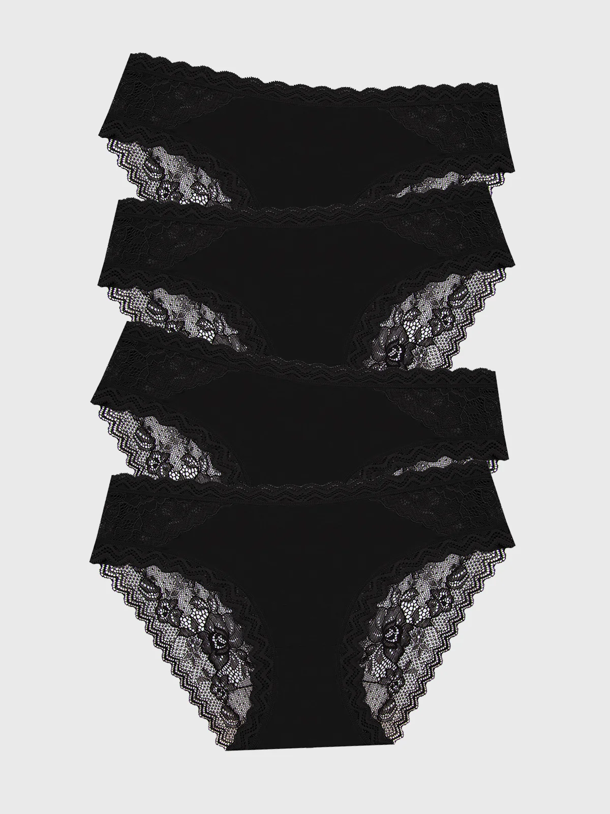 Eco Lace Original Knicker Four Pack - Black - 4x