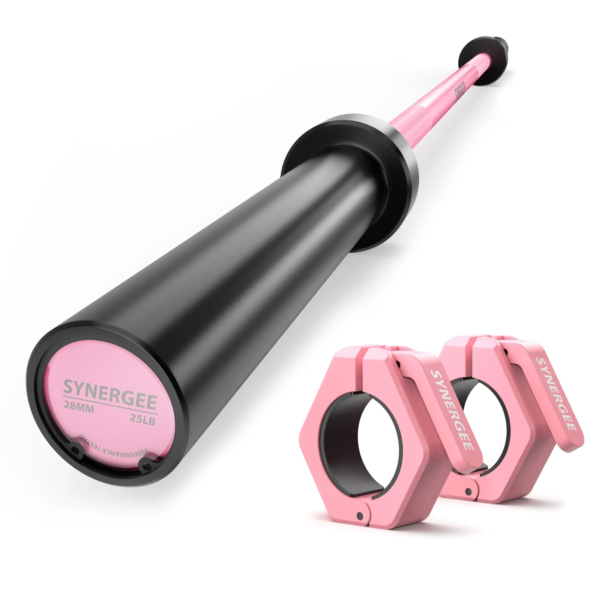 Synergee 20lb & 25lb Barbell - Pink - 25lb/yes/no