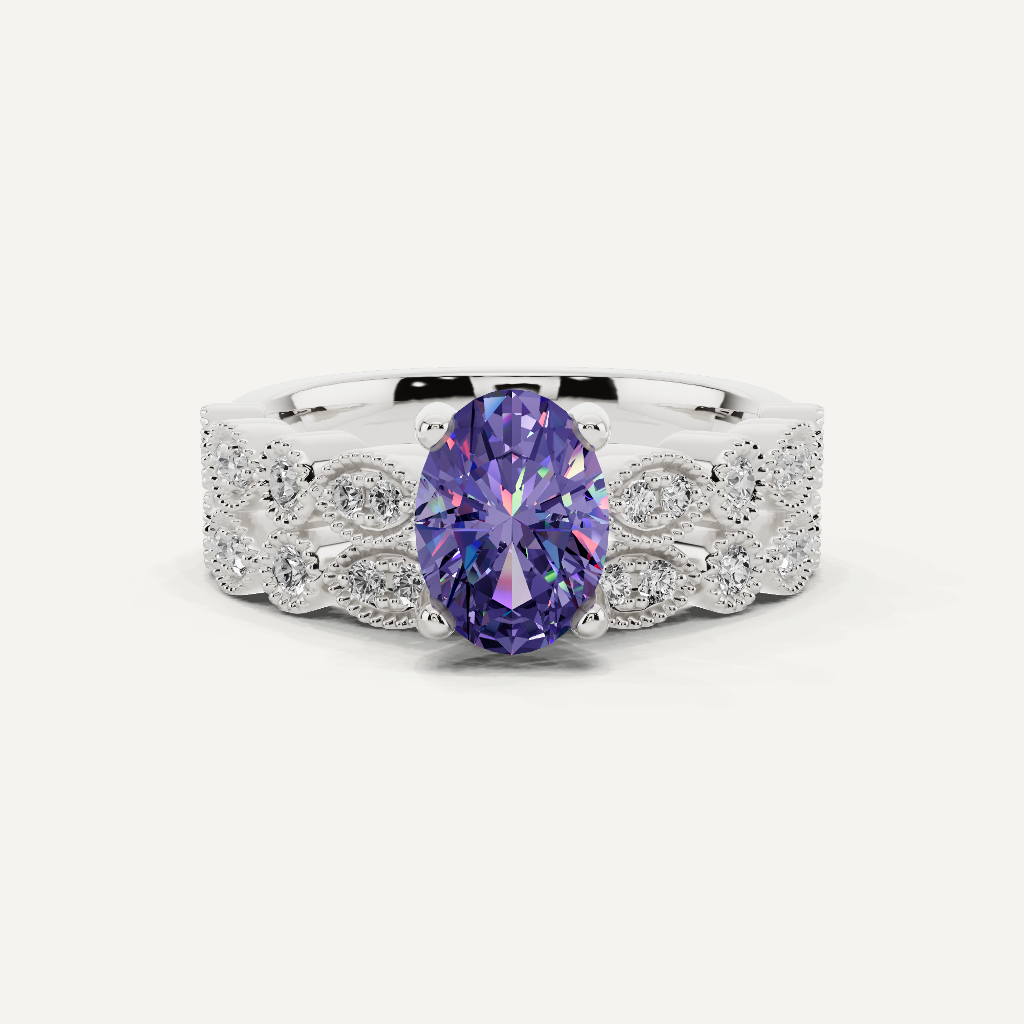 1 2/5 Ctw Oval Diamond Marquise Shape Side Stone Bridal Set - Platinum
