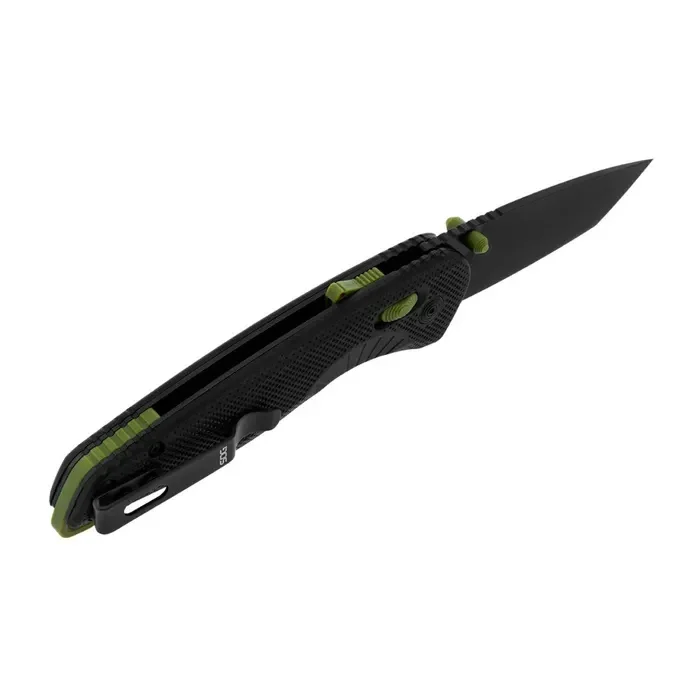 Sog Aegis At Tanto Folding Knife With Cryo D2 Steel Blade And Ergonomic Handle (black And Moss)