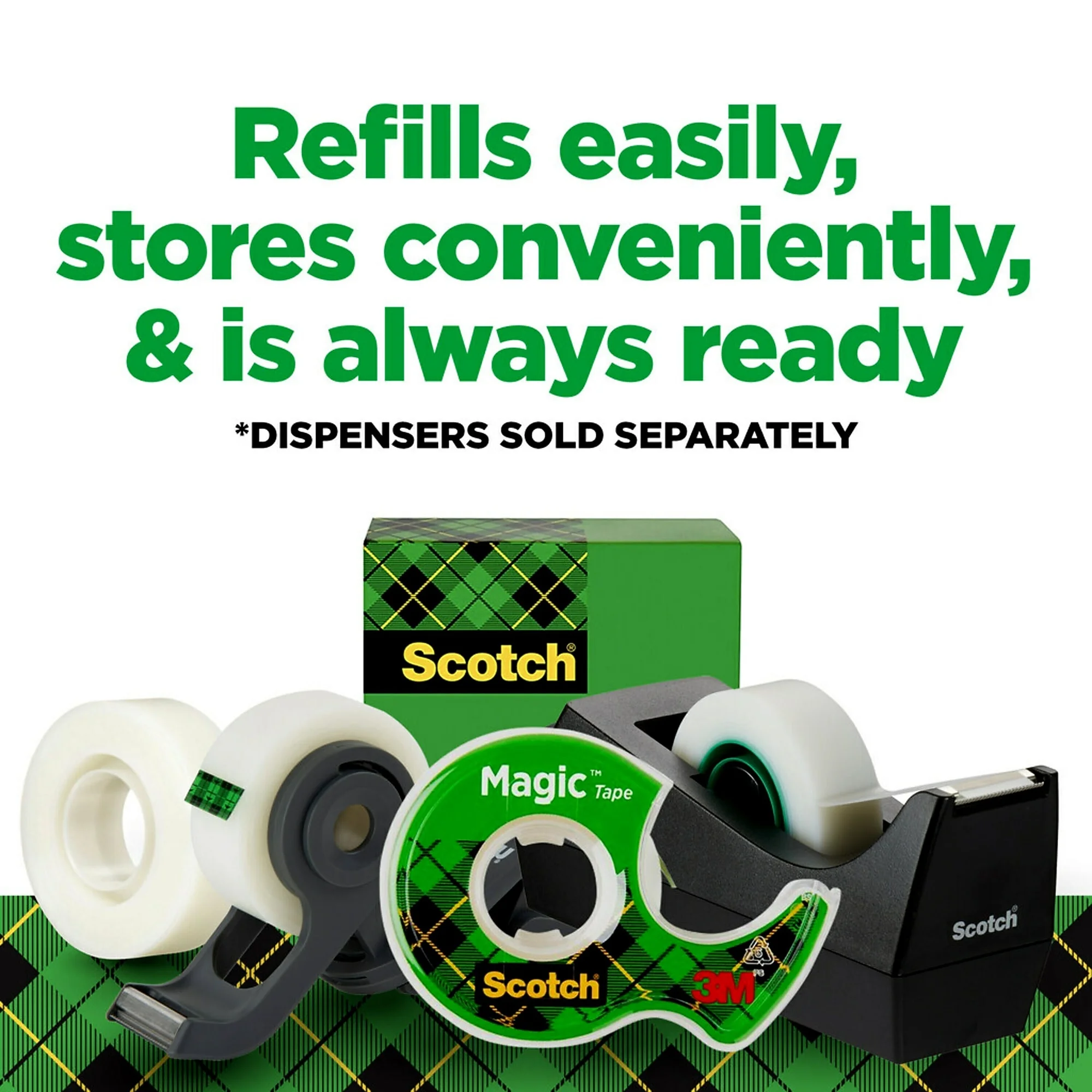 Scotch Magic Invisible Clear Tape Refill, 0.75" X 22.2 Yds., 1" Core, Transparent, 10 Rolls/pack (810s10)