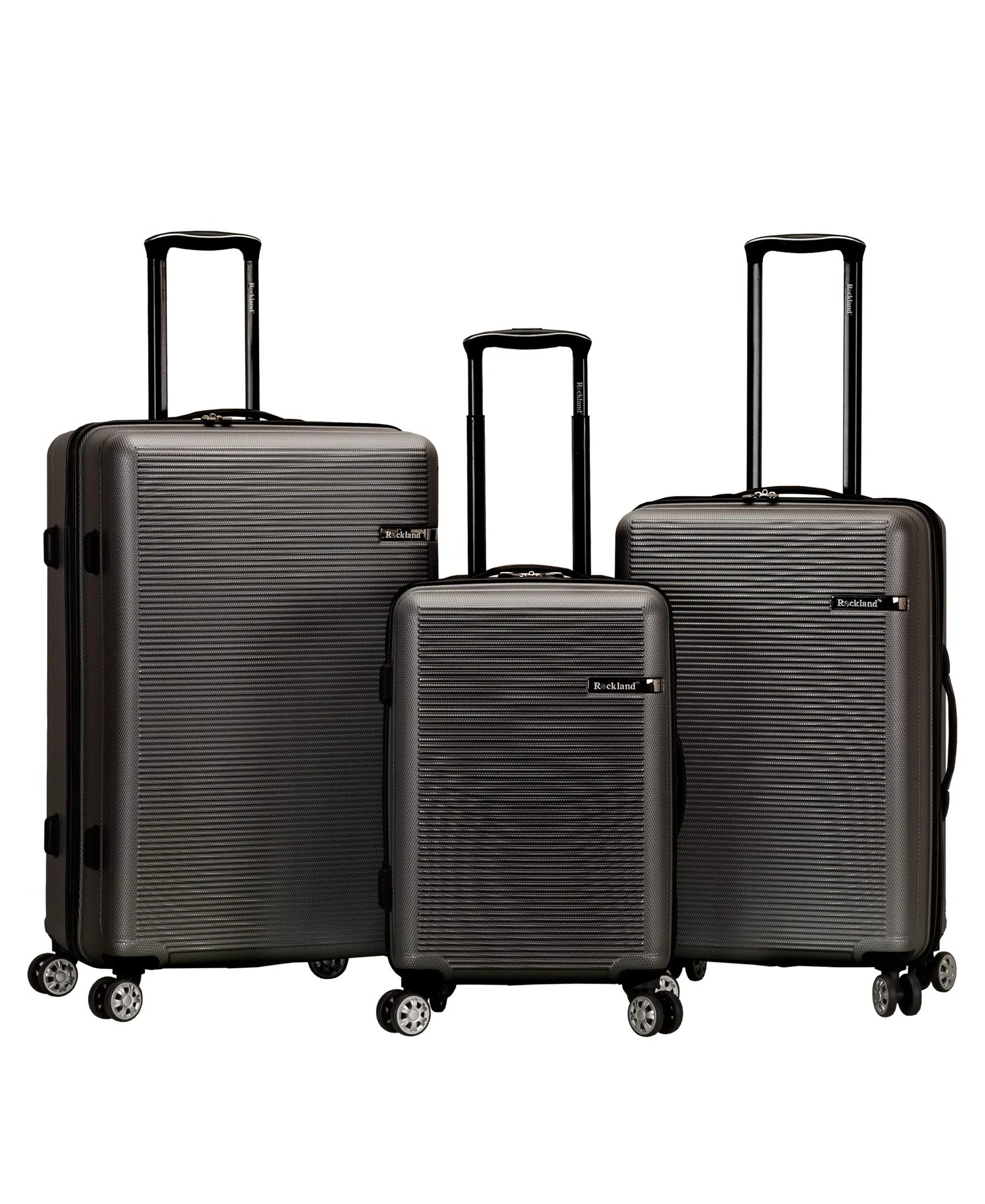 Rockland Skyline 3 Piece Abs Non-expandable Luggage Set, Grey