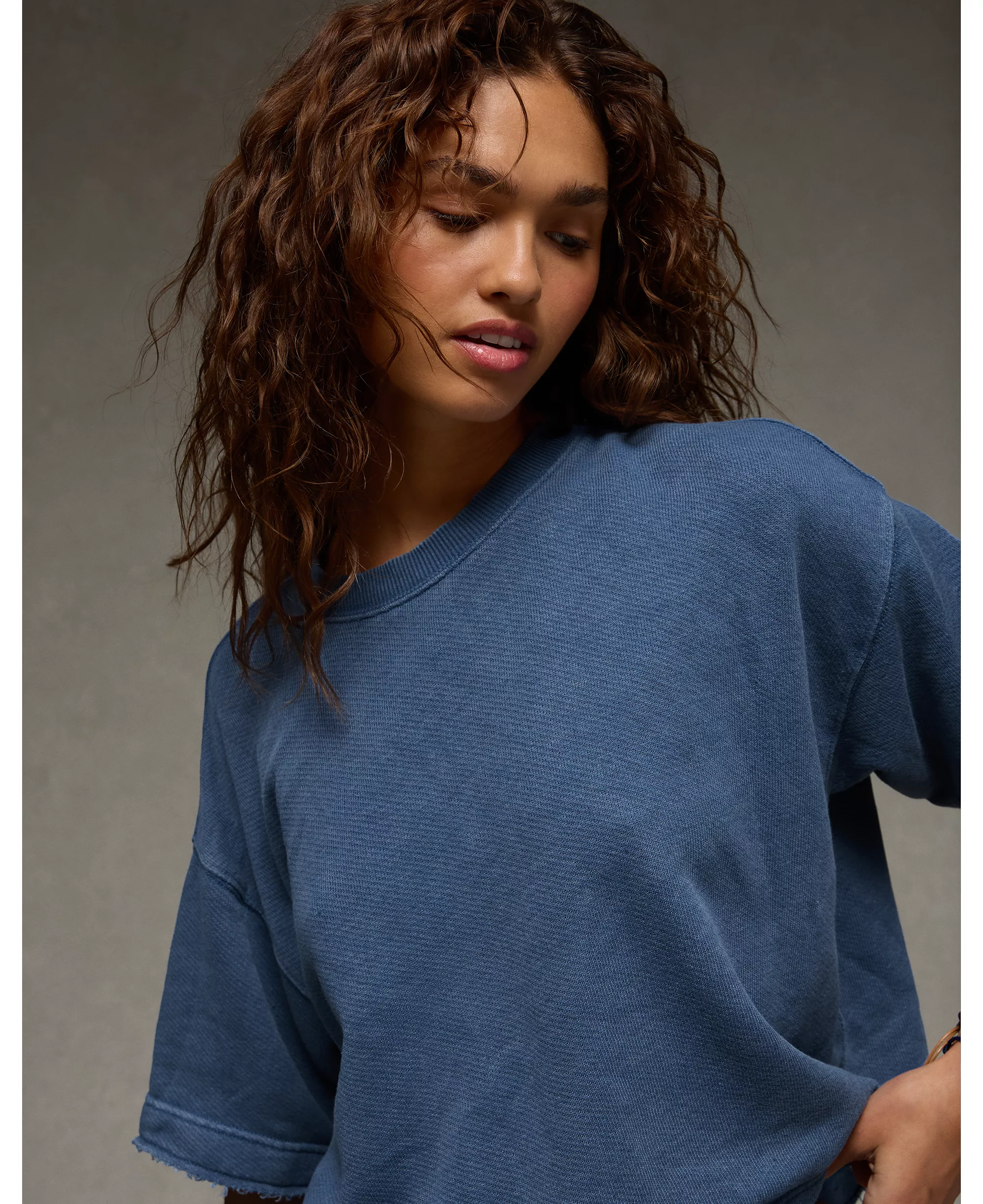 Ae Boxy Short-sleeve Sweatshirt