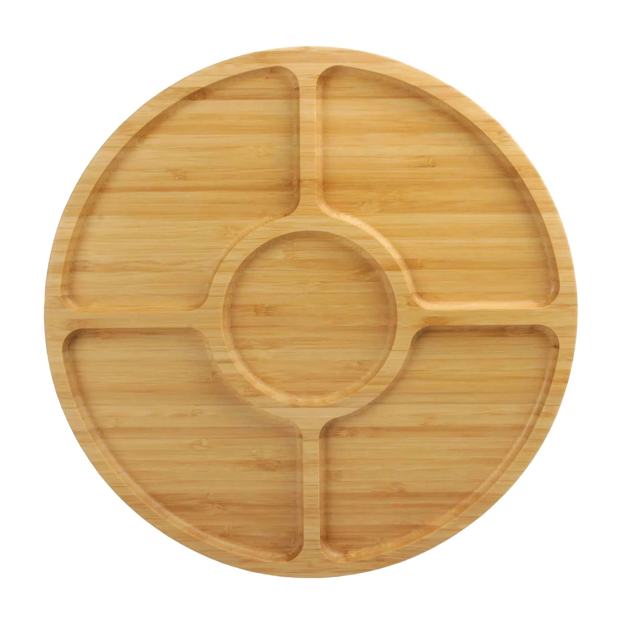 Round 5 Compartment Bamboo Serving Tray - 100 Units
