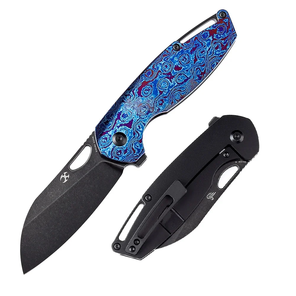 Model 6 K1022b4 Black Stonewashed Cpm-s35vn Blade Timascus + Black Anodized Titanium Handle Designed By Nick Swan