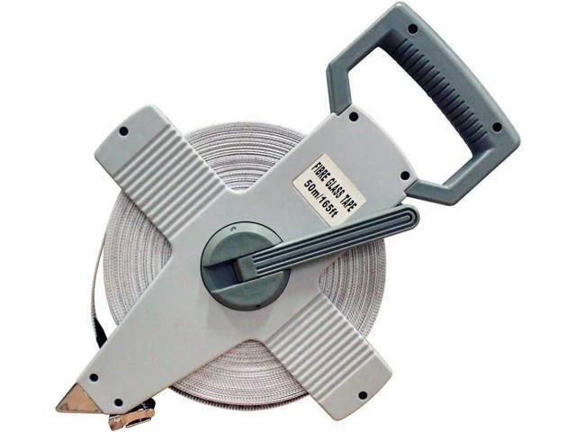 Amber Fight Gear Open Reel Measuring Tape Vinyl Fiberglass, Double-sided, Heavy-duty Polyethylene Case, Hand Crank, For Fields, Landscaping, Building & Surveying 165ft