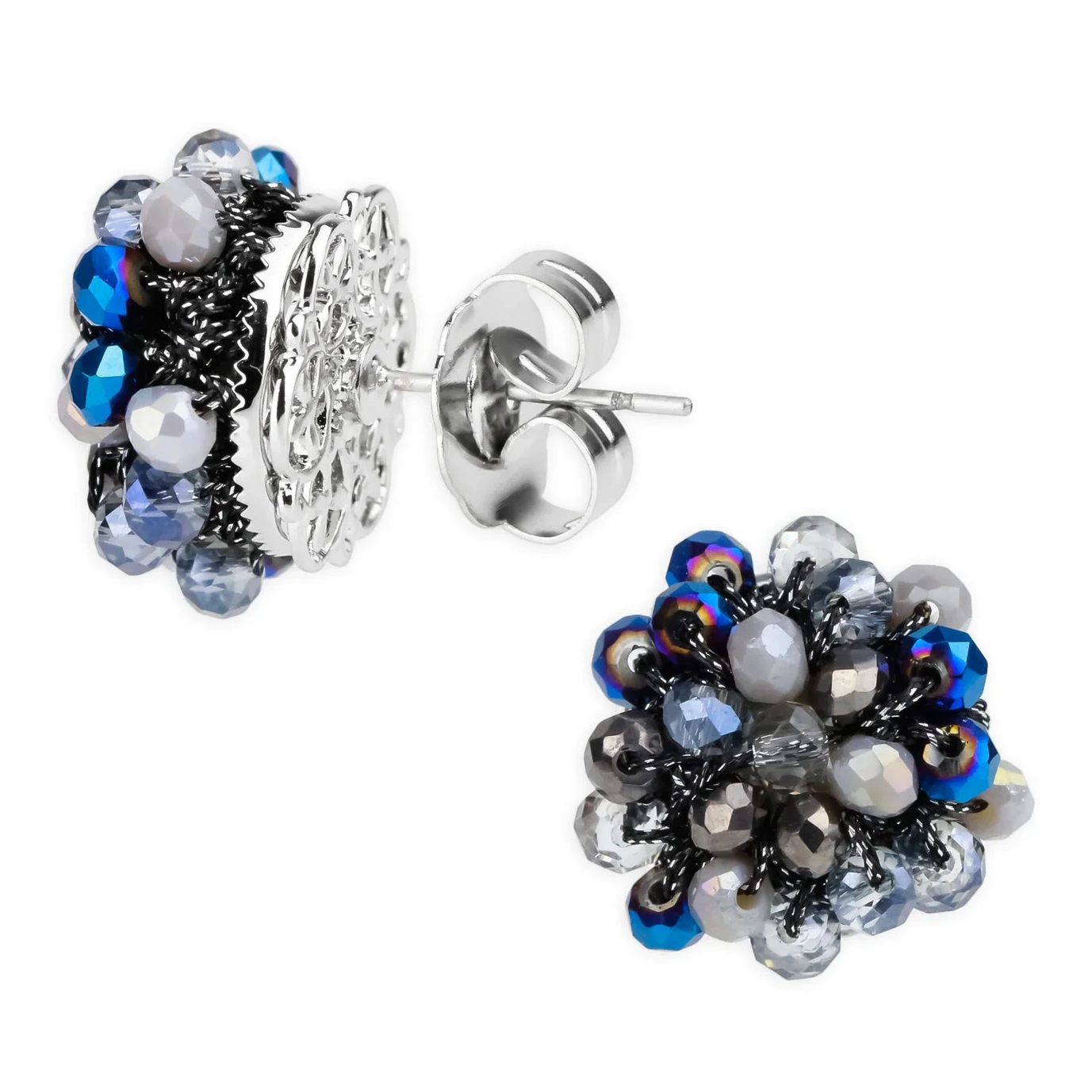 Raspberry Beaded Stud Earring