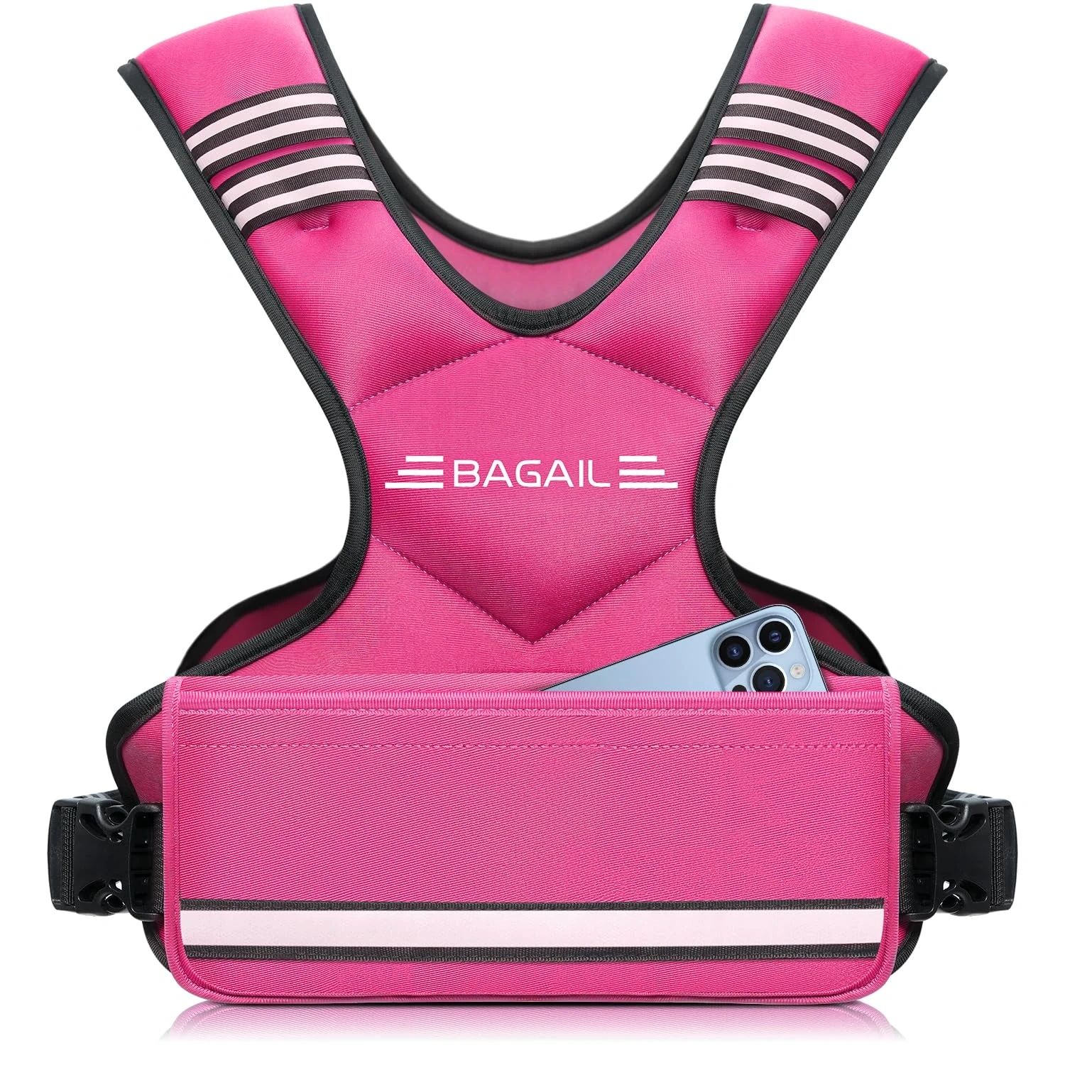 Bagail Adjustable Weighted Vest For Men & Women 12-18lb, Comfortable U-neck Rucking Vest With 6 Removable Weights, Storage Pocket And Reflective Strips For Running, Rucking, Hiit, Cardio & Home Gym