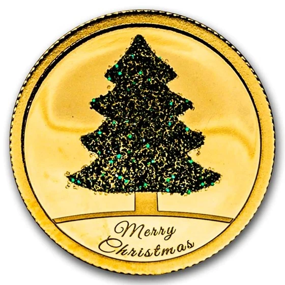 2025 Gabon 1/100 Oz Gold Christmas Tree (blister Pack)