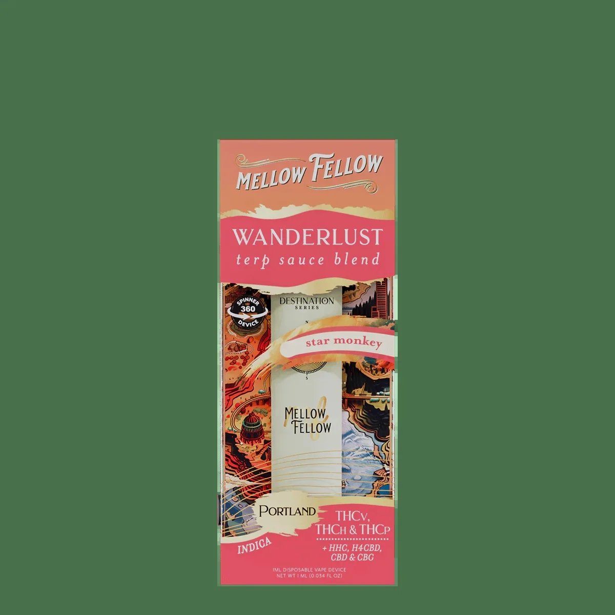 Wanderlust Blend - Terp Sauce 1ml Disposable Spinner Vape - Star Monkey (indica)