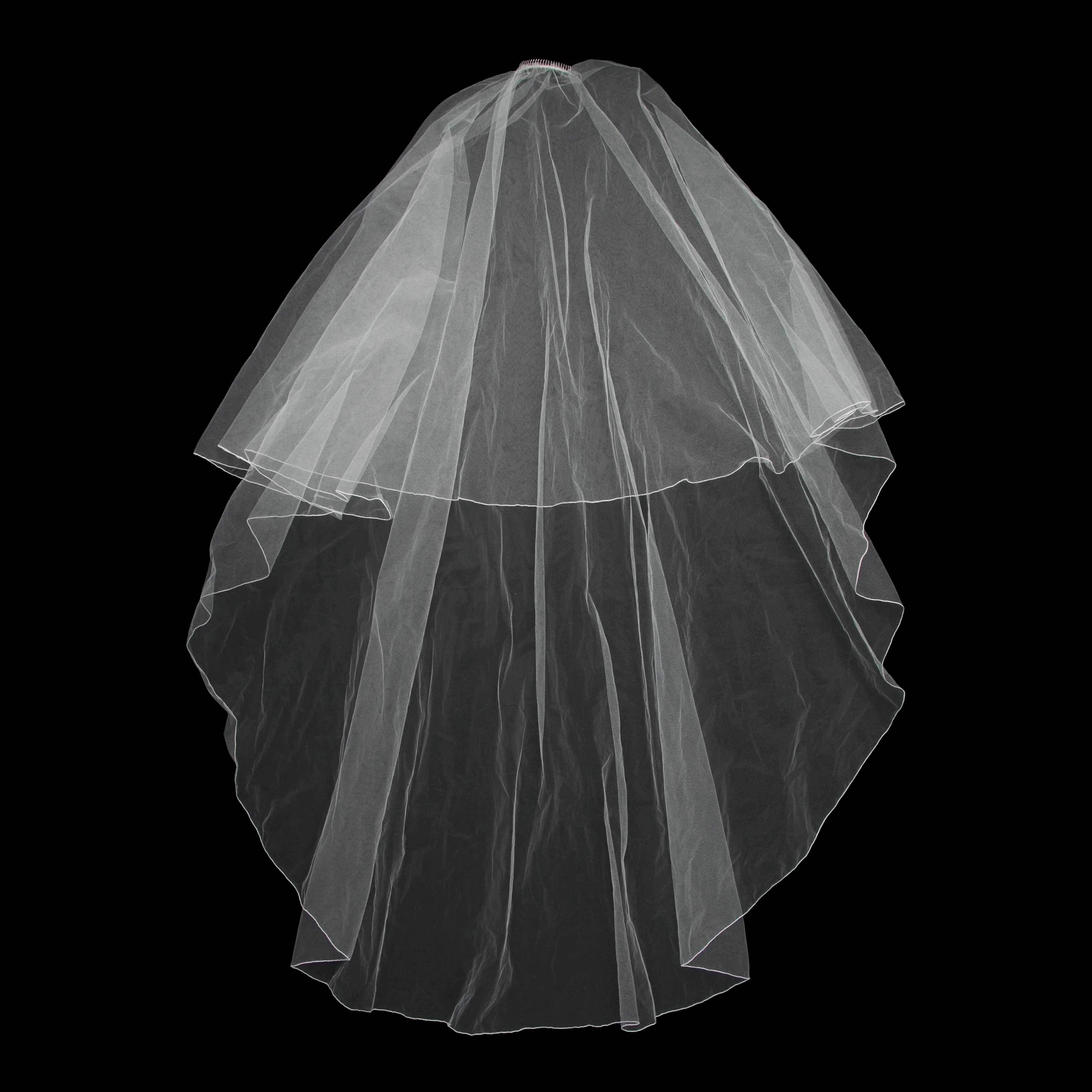 Oscar De La Renta White Hair Veil Band W/ Mesh Accent Throughout