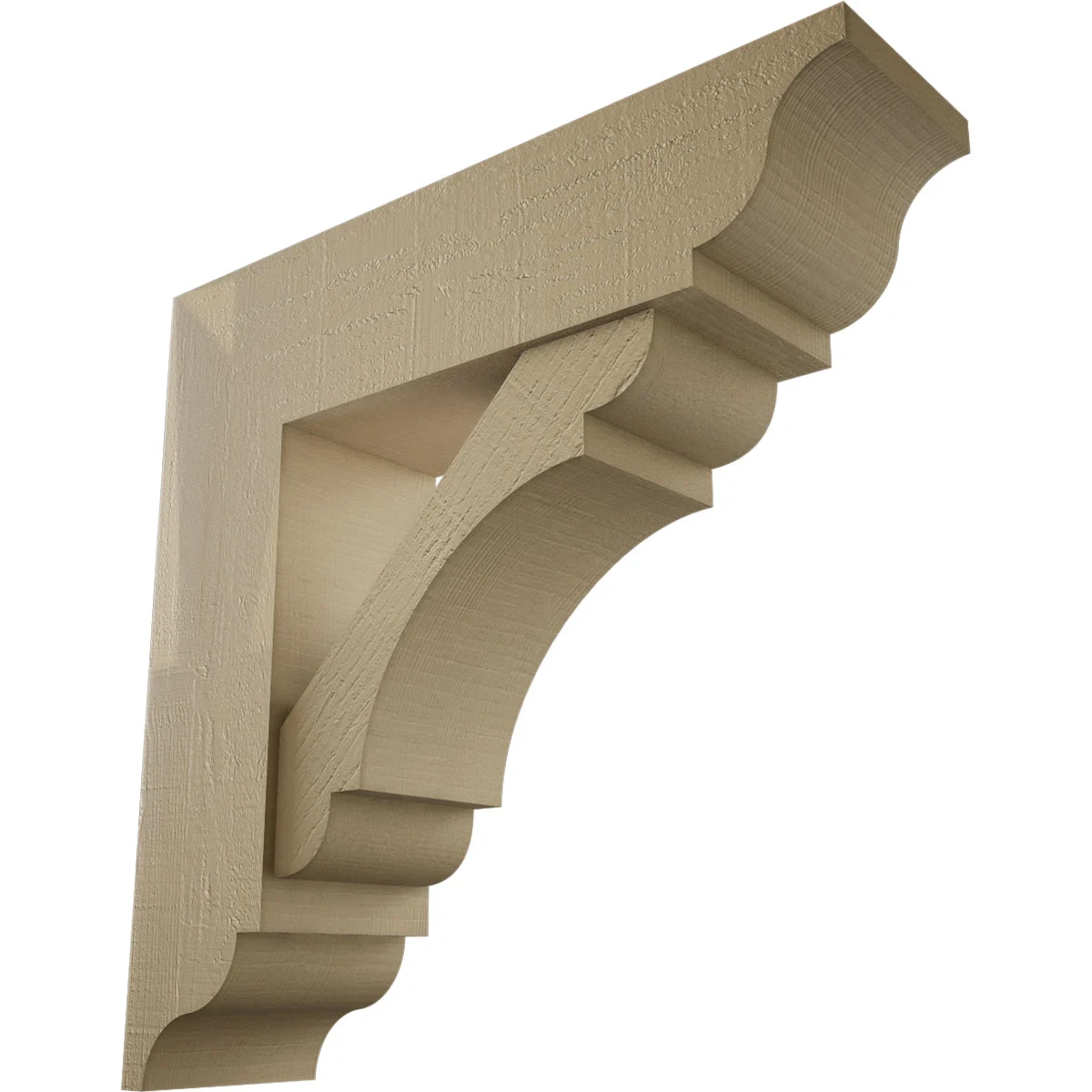 Timberthane Faux Wood Bracket W/ Offset Brace, Olympic Style, Traditional Ends, 8"w X 30"d X 30"h, Primed Tan