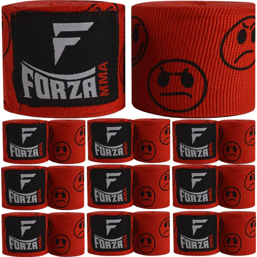 Forza Sports 180" Mexican Style Boxing And Mma Handwraps - 10-pack - Smileys Red