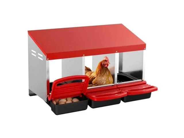 3-compartment Chicken Nest Box Mental Box With Inclined Nesting Boxes