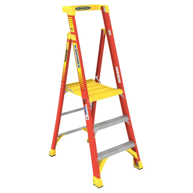 Werner 3 Ft. H Fiberglass Podium Platform Ladder Type Ia 300 Lb. Capacity