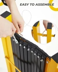 Garvee Metal Expandable Barricade, 23 Ft Folding Security Gate, Rotatable & Portable Expandable Barricade Gate Outdoor, Industrial Expandable Barricade Gate With Casters, Yellow&black