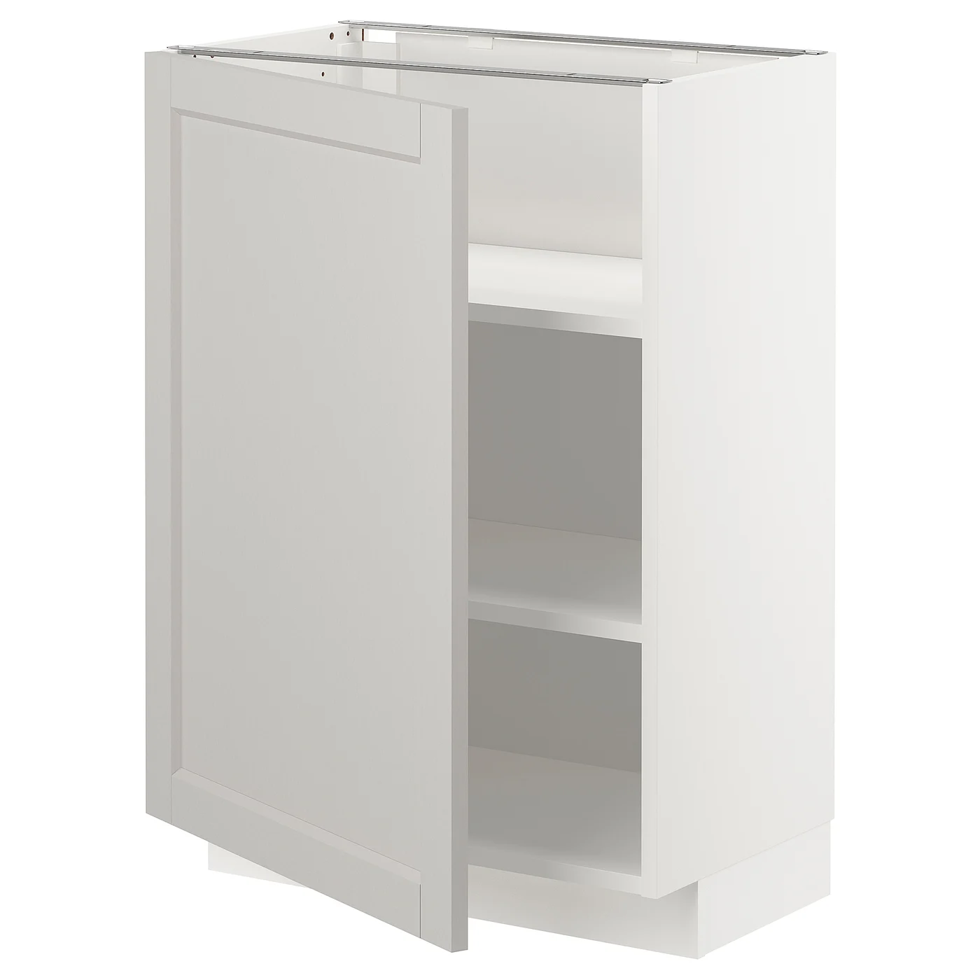 Metod Base Cabinet With Shelves, White/lerhyttan Light Grey, 60x37 Cm