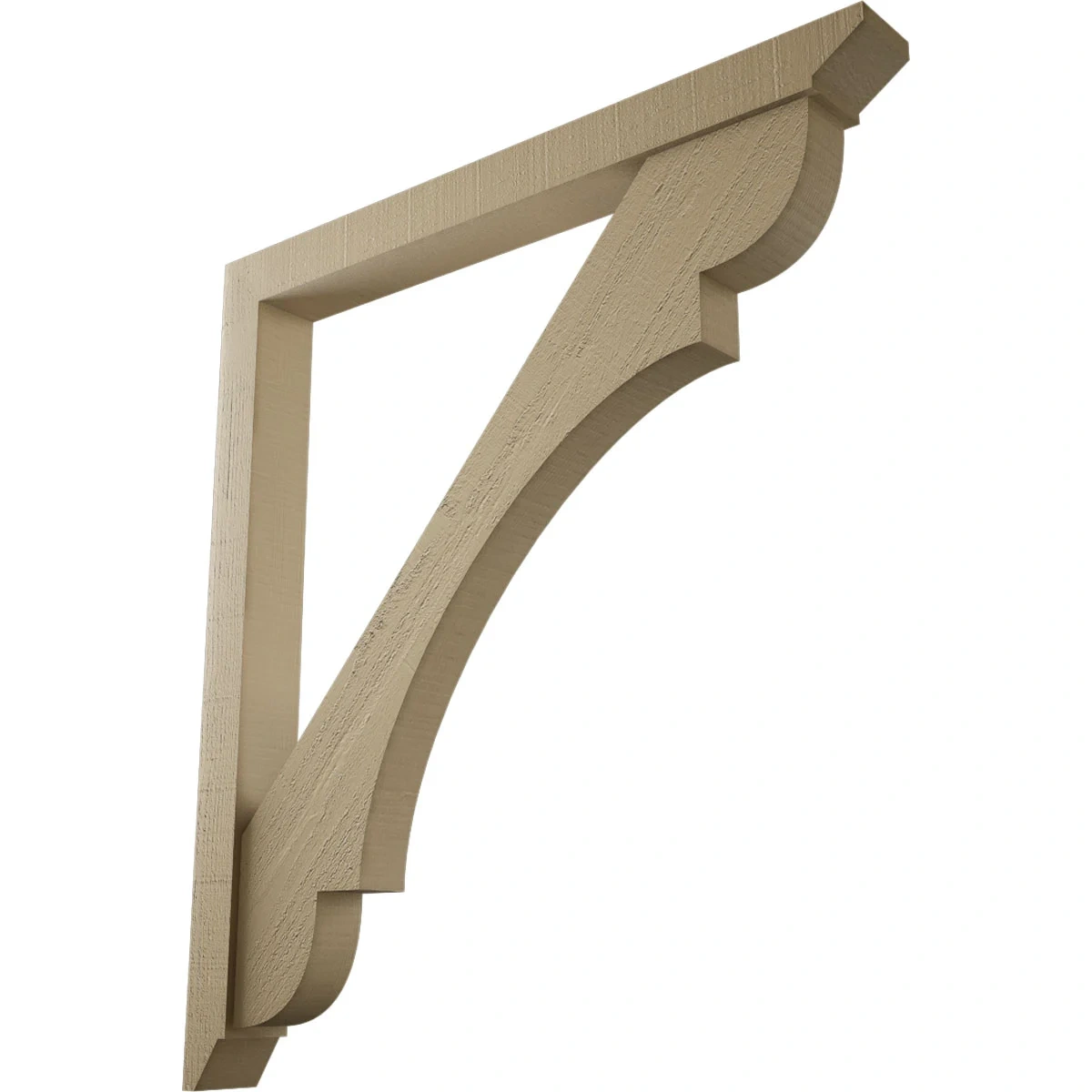 Timberthane Faux Wood Bracket W/ Offset Brace, Olympic Style, Coastal Ends, 4"w X 40"d X 44"h, Primed Tan