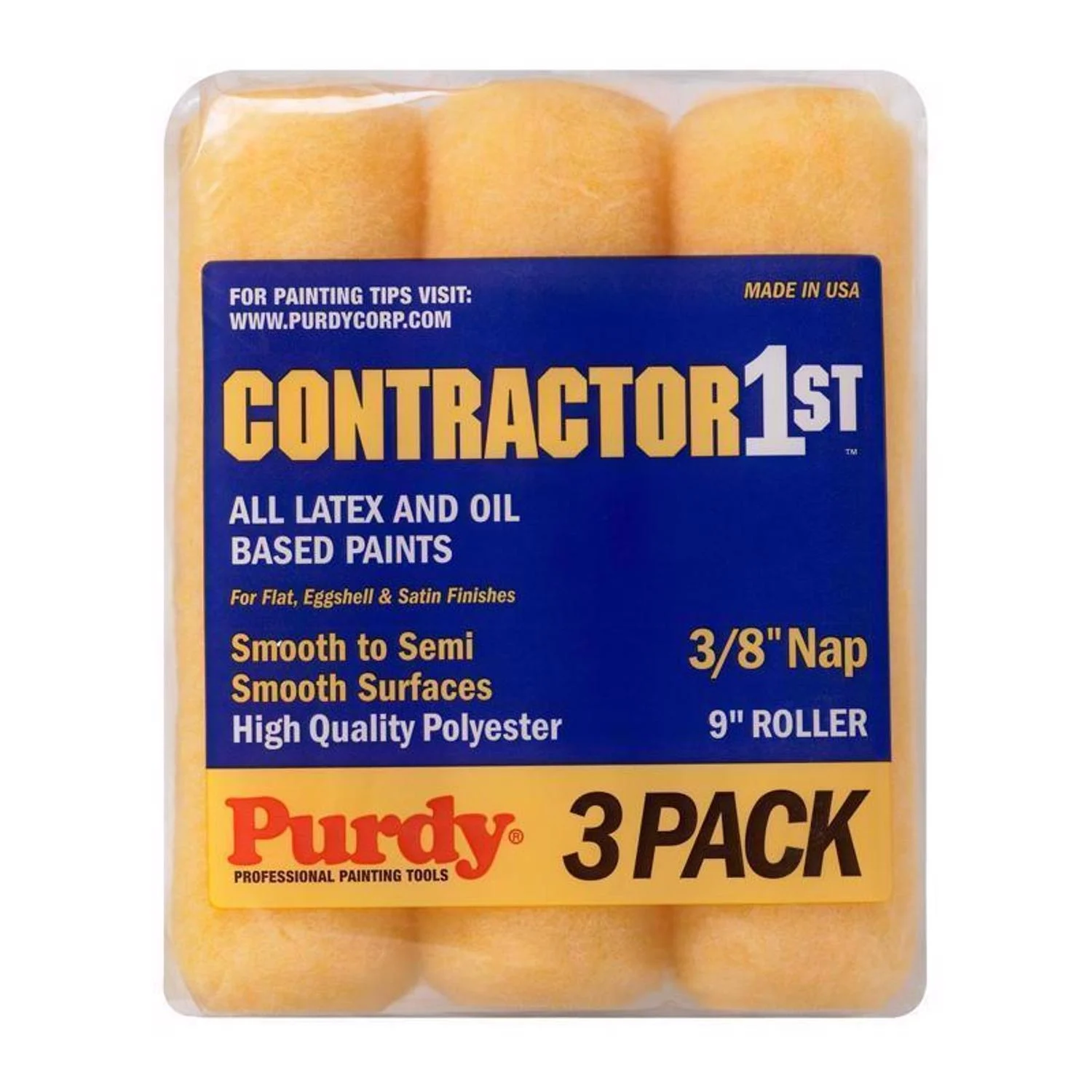 Contractor 1st Polyester 9 In. W X 3/8 In. Paint Roller Cover 3 Pk